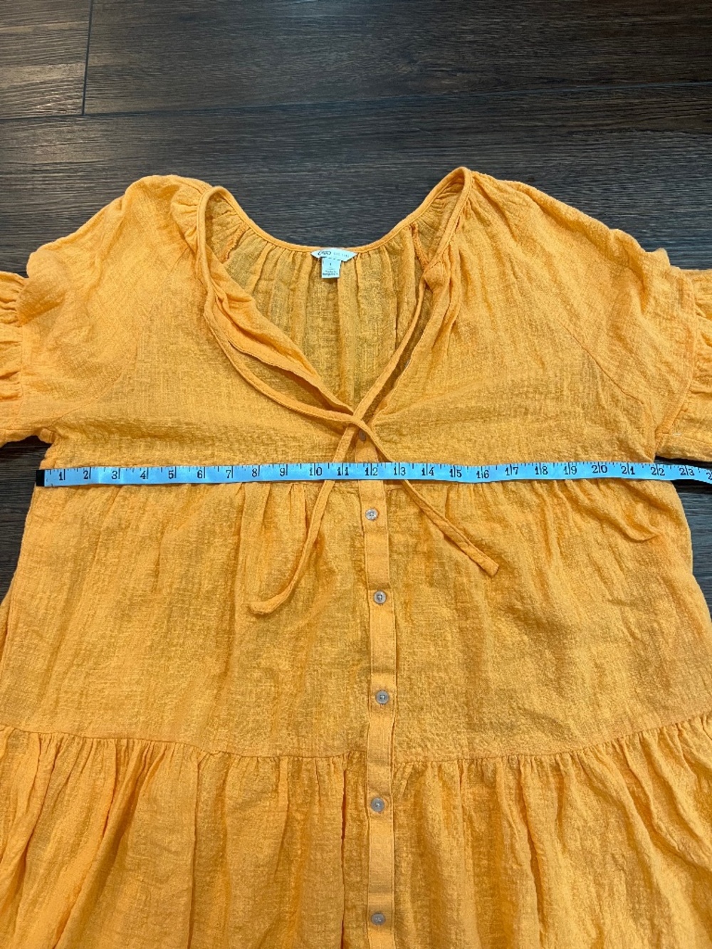 Orange Ruffle Tunic Top L Beach Flowy Fairy Cottage Boho Feminine Summer Resort - Picture 4 of 8